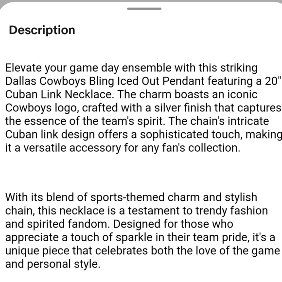 Brand New Dallas Cowboys football team iced out style 20".  Other teams availa… - Picture 8 of 8